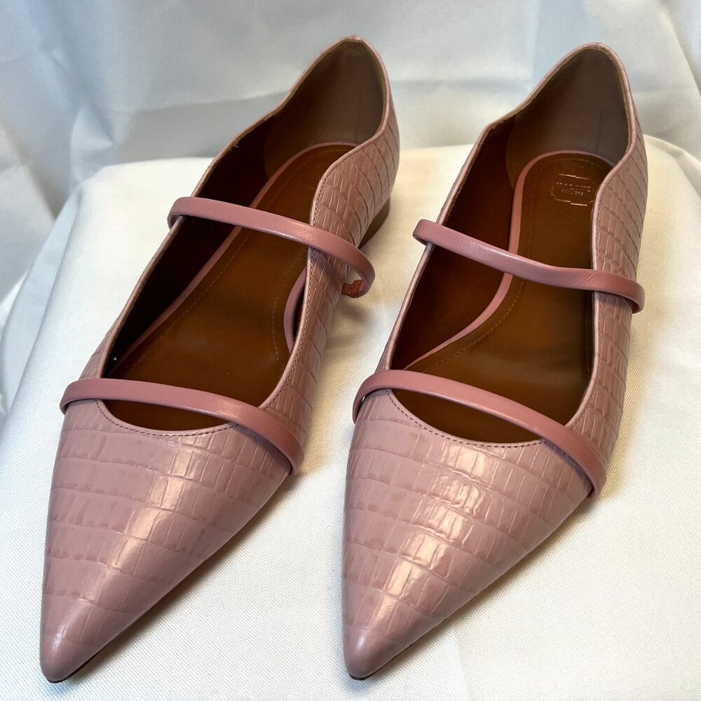 Malone Souliers Pink Leather Flats Size 40 1/2